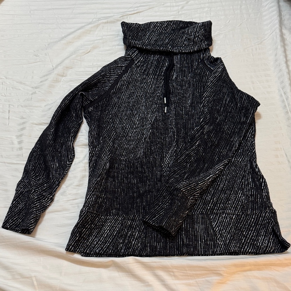 Women's Black and White Funnel neck Sweater